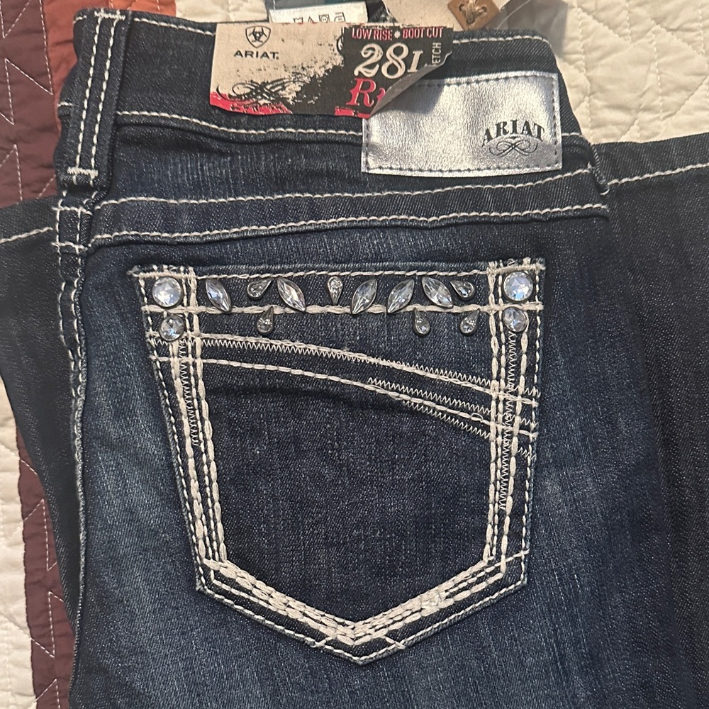 Ariat Women's Dark Blue Boot Cut Jeans with Embellished Pocket